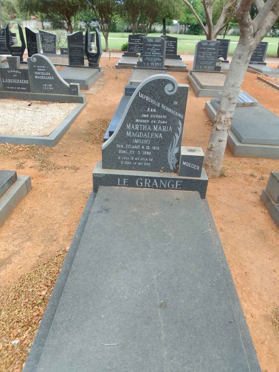 GRANGE Martha Maria Magdalena, le nee CLASE 1913-1996