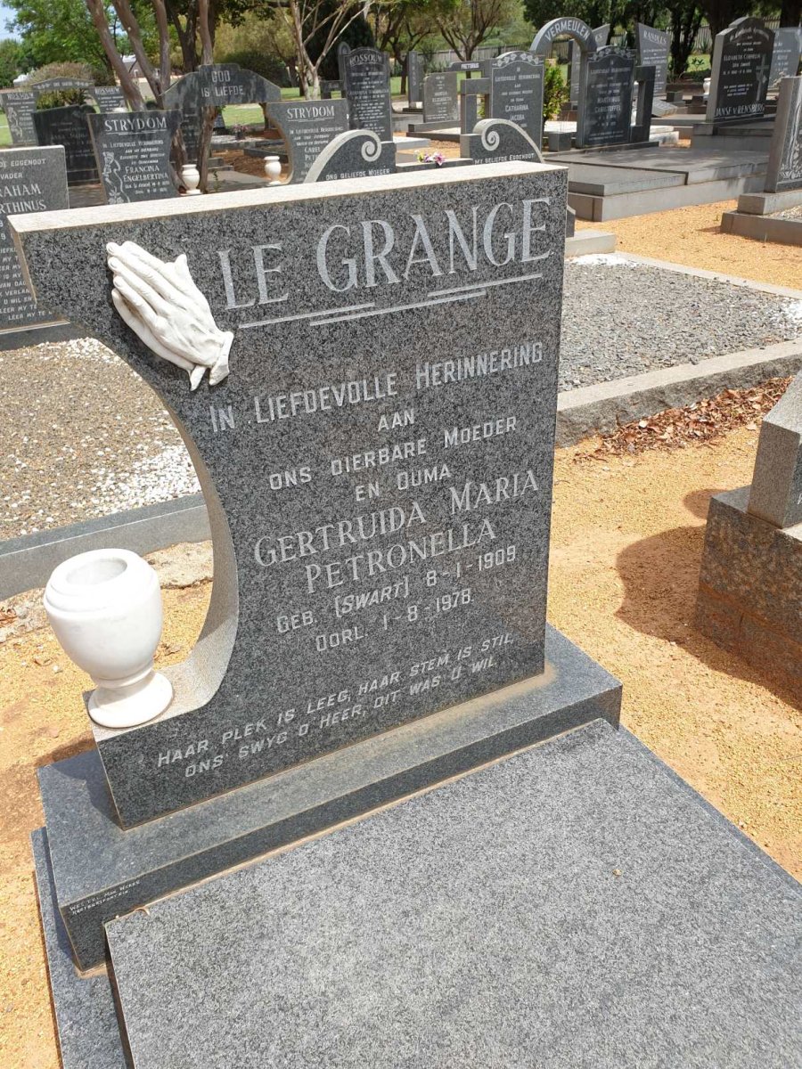 GRANGE Gertruida Maria Petronella, le nee SWART 1909-1978