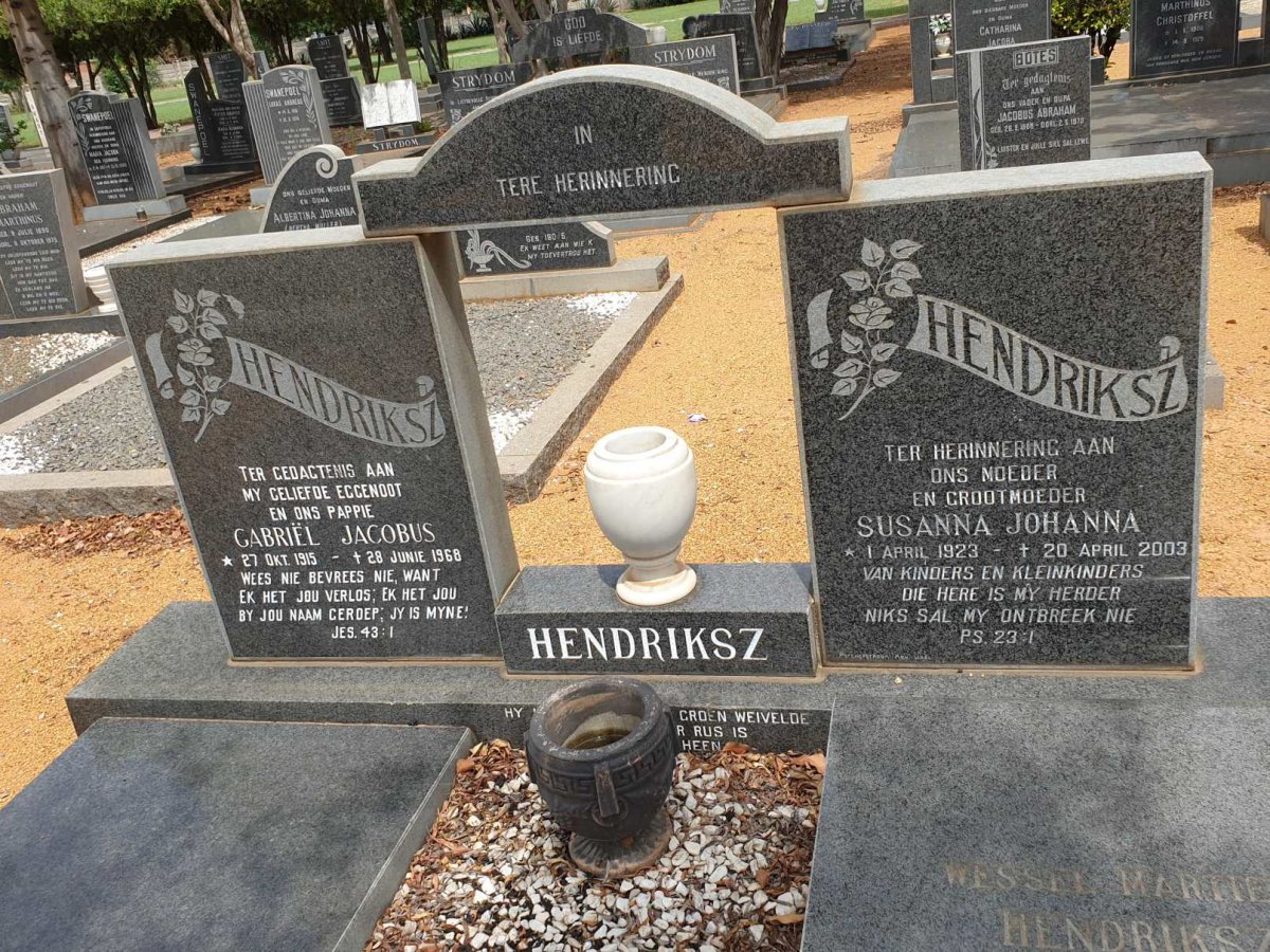 HENDRIKSZ Gabriel Jacobus 1915-1968 &amp; Susanna Johanna 1923-2003 :: HENDRIKSZ Wessel Mart?