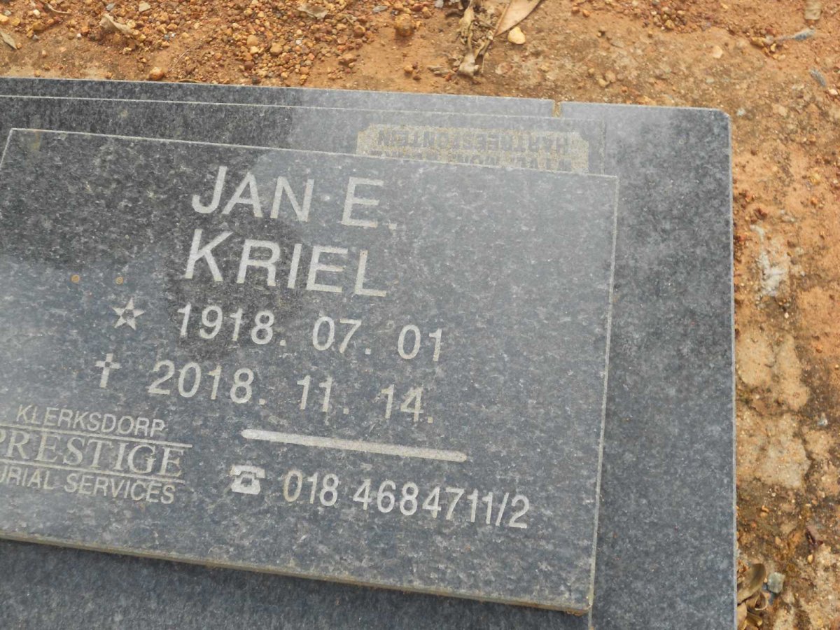 KRIEL Jan E. 1918-2018