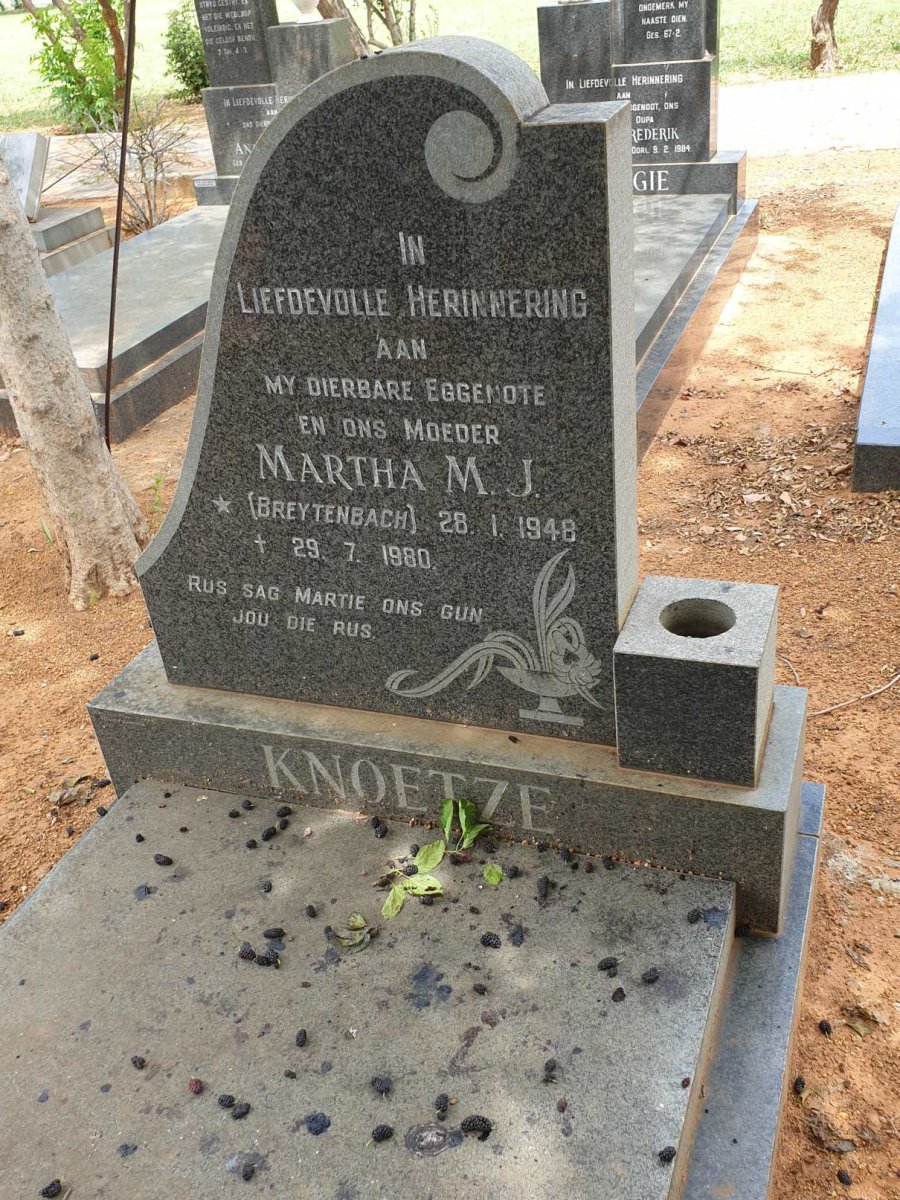 KNOETZE Martha M.J. nee BREYTENBACH 1948-1980