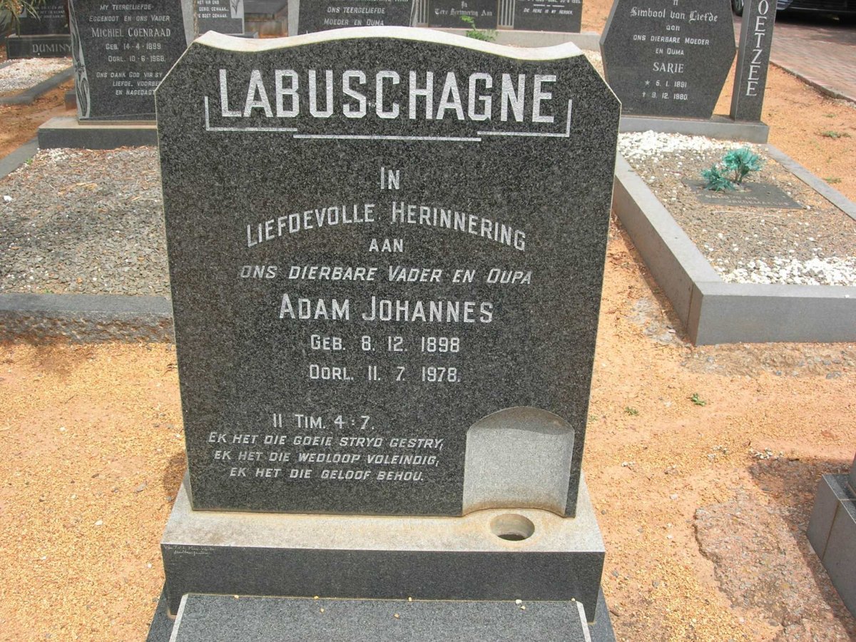 LABUSCHAGNE Adam Johannes 1898-1978