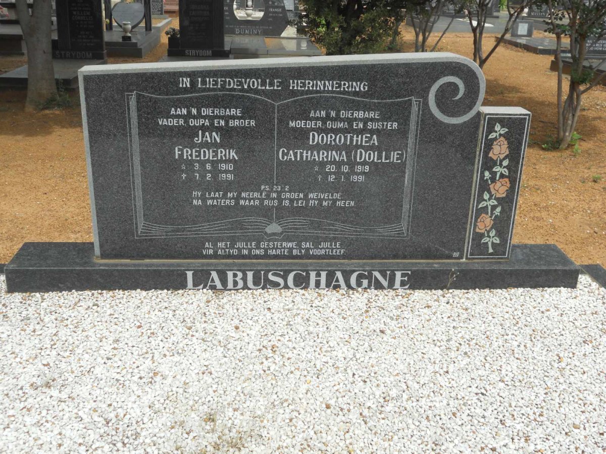 LABUSCHAGNE Jan Frederik 1910-1991 &amp; Dorothea Catharina 1919-1991