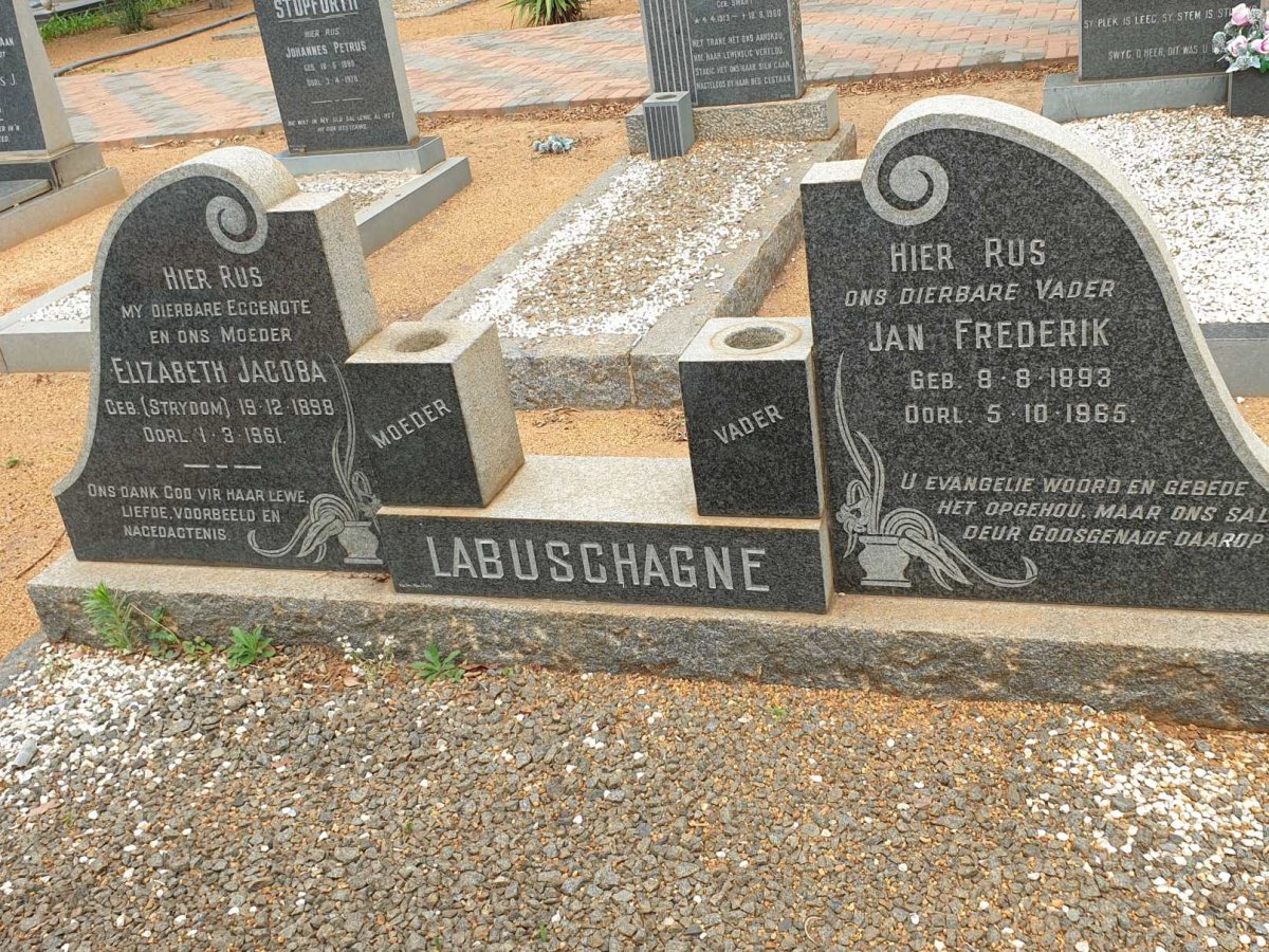 LABUSCHAGNE Jan Frederik 1893-1965 &amp; Elizabeth Jacoba STRYDOM 1898-1961