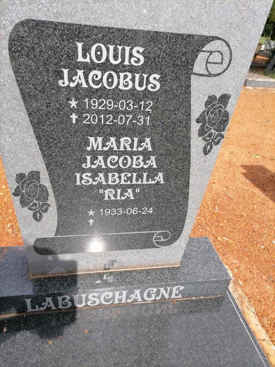 LABUSCHAGNE Louis Jacobus 1929-2012 &amp; Maria Jacoba Isabella 1933-