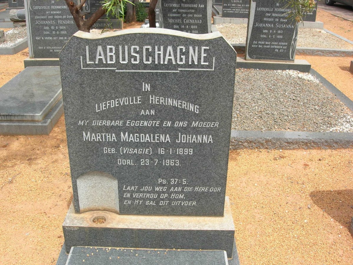 LABUSCHAGNE Martha Magdalena Johanna nee VISAGIE 1899-1963