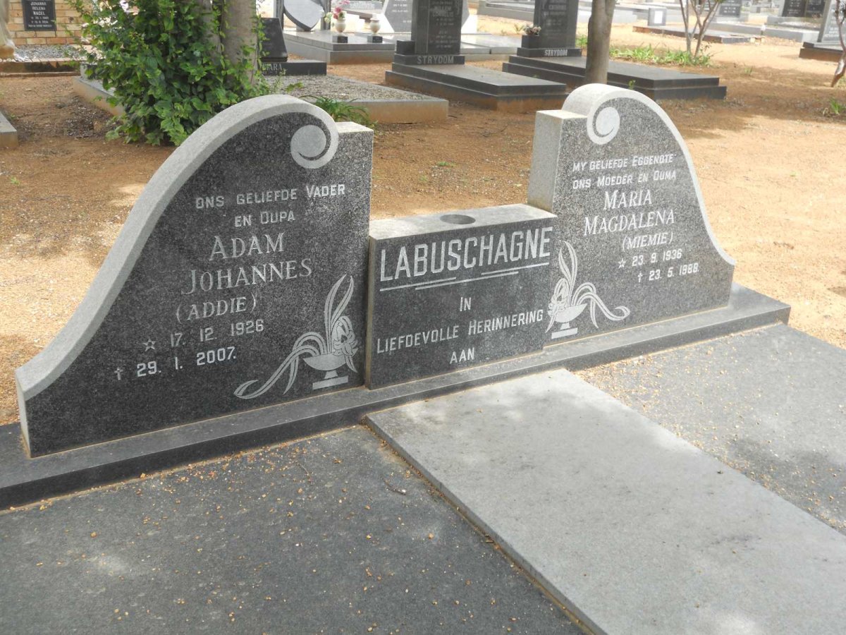 LABUSCHAGNE Adam Johannes 1926-2007 &amp; Maria Magdalena 1936-1988