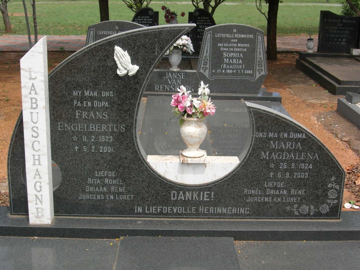 LABUSCHAGNE Frans Engelbertus 1923-2001 &amp; Maria Magdalena 1924-2003