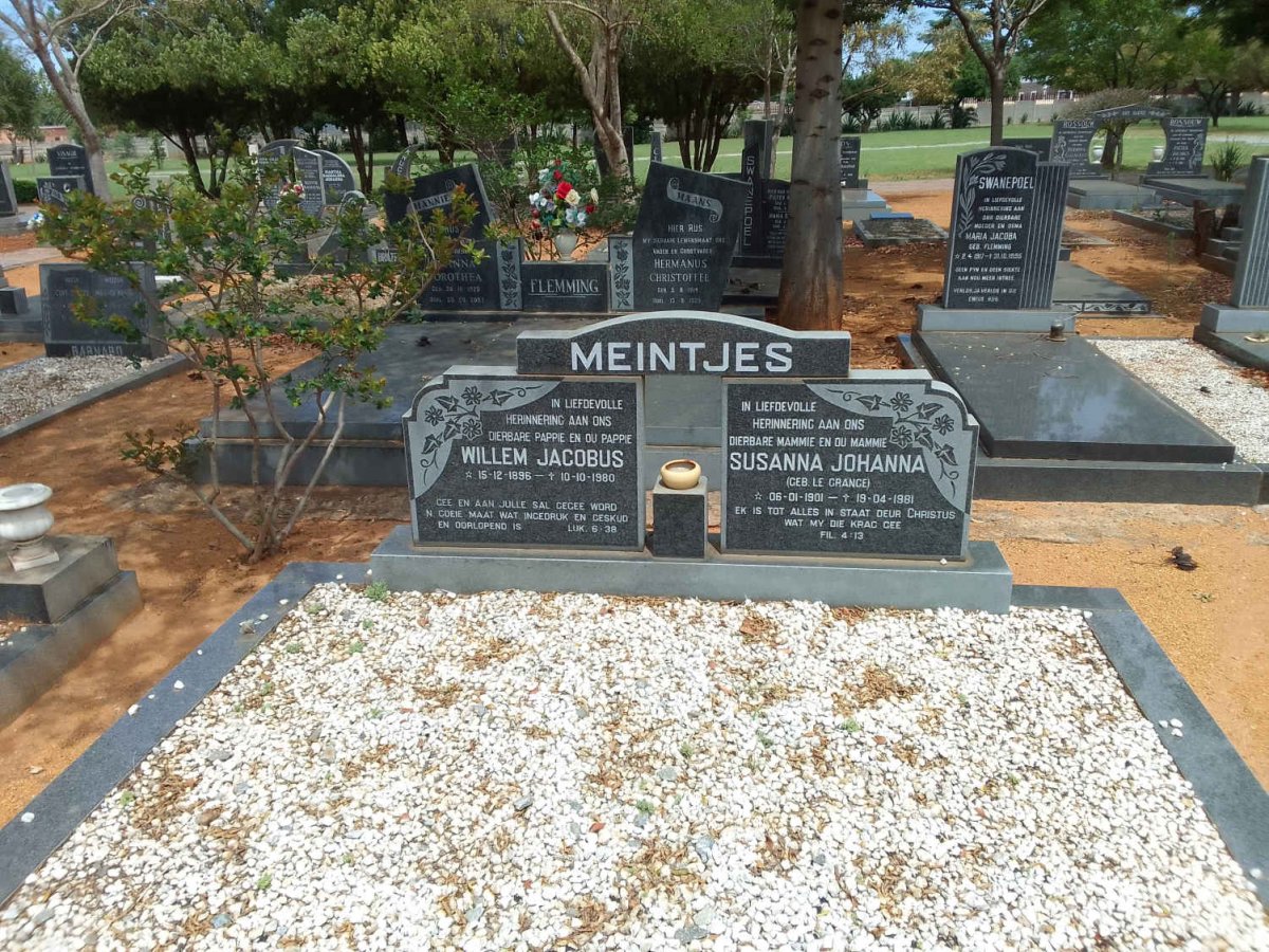 MEINTJES Willem Jacobus 1896-1980 &amp; Susanna Johanna LE GRANGE 1901-1981