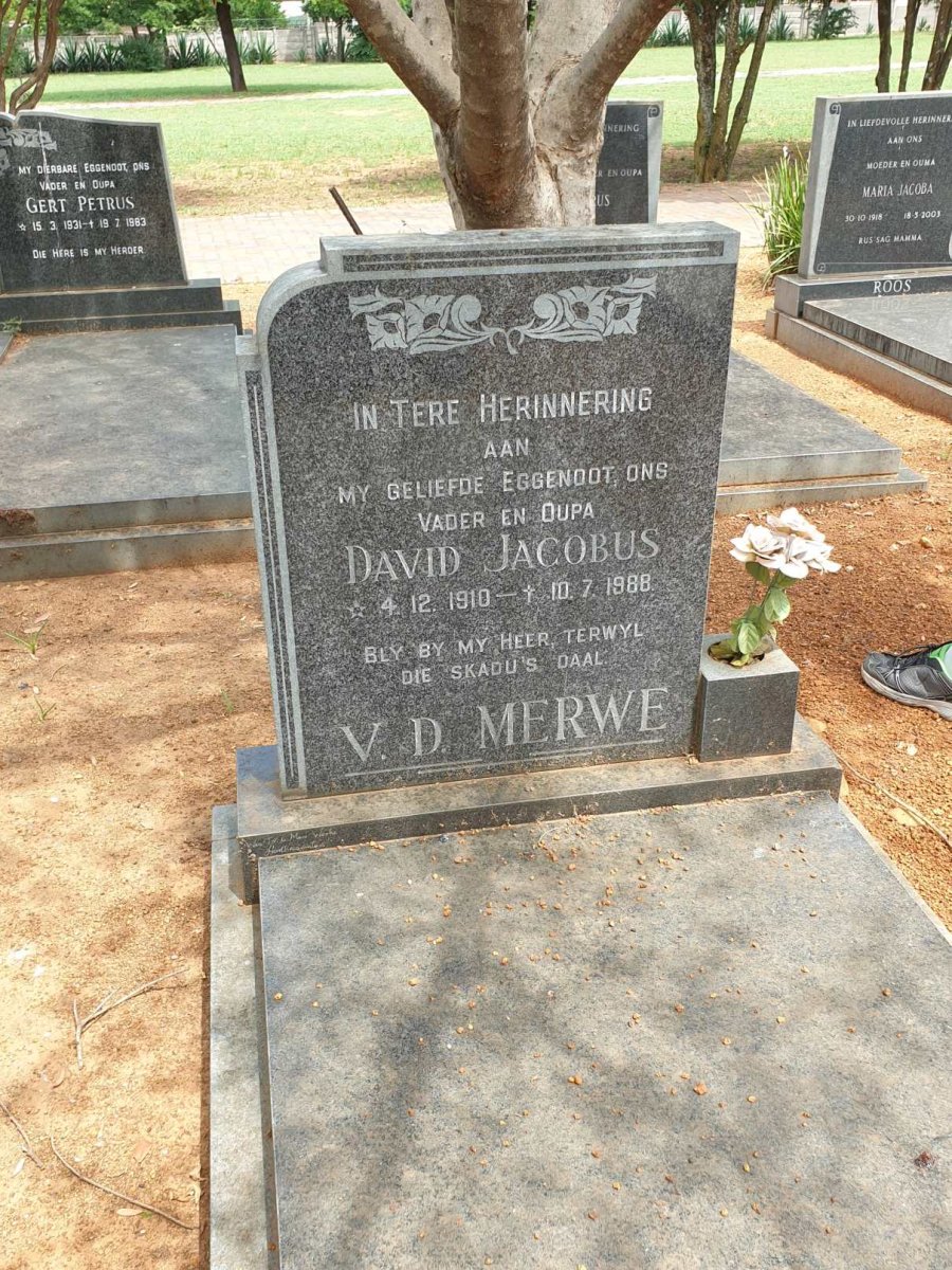 MERWE David Jacobus, v.d. 1910-1988