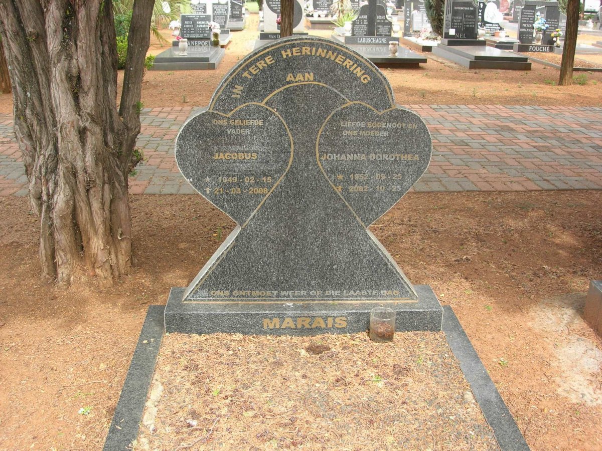 MARAIS Jacobus 1949-2008 &amp; Johanna Dorothea 1952-2002