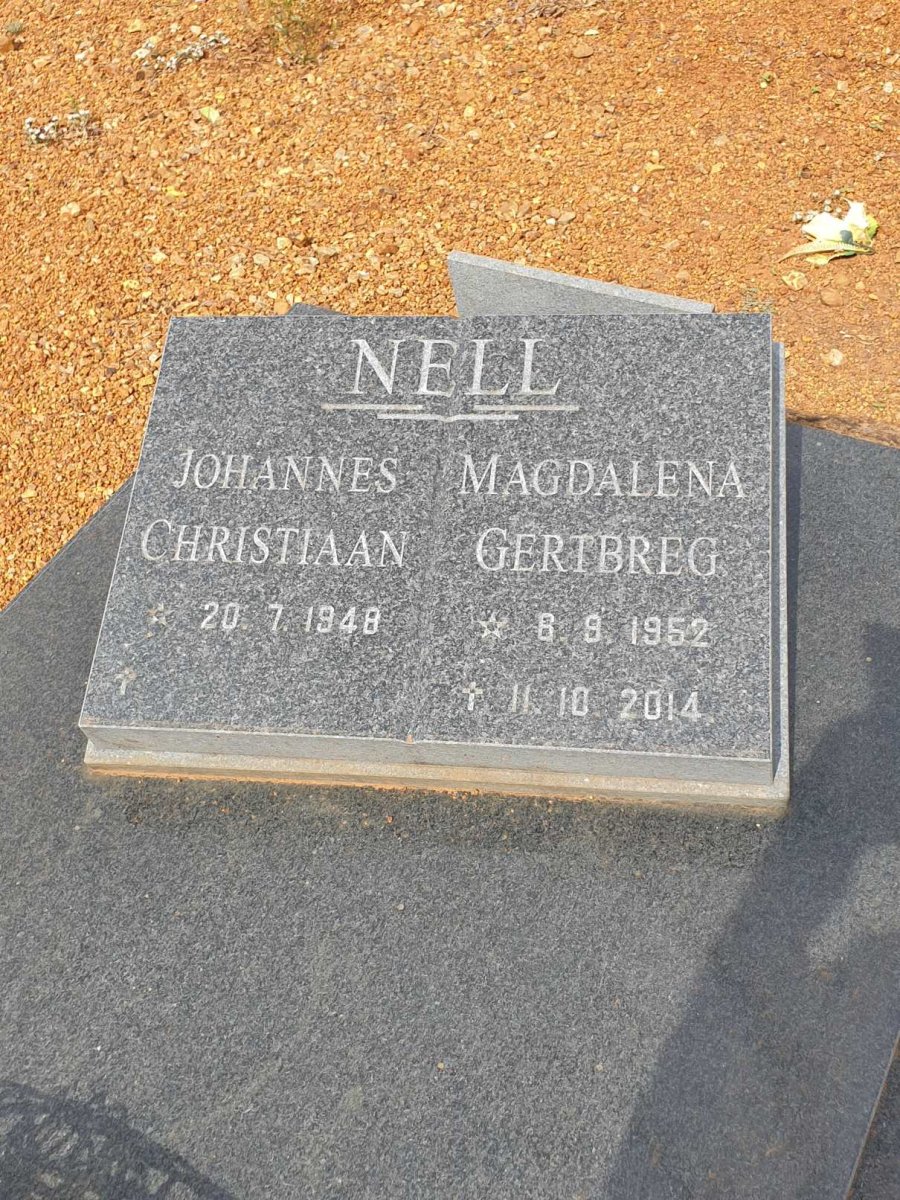 NELL Johannes Christiaan 1948- &amp; Magdalena Gertbreg 1952-2014