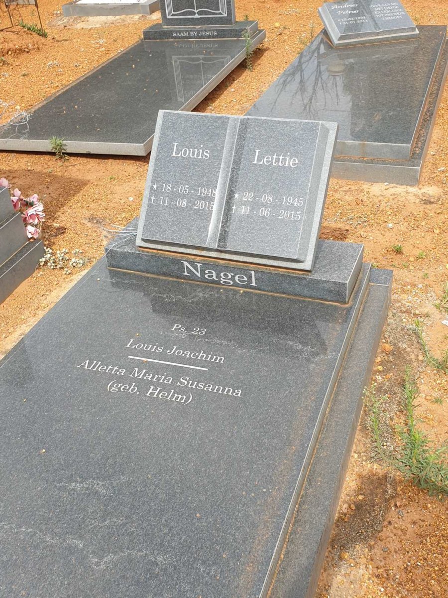 NAGEL Louis Joachim 1948-2015 &amp; Aletta Maria Susanna HELM 1945-2015