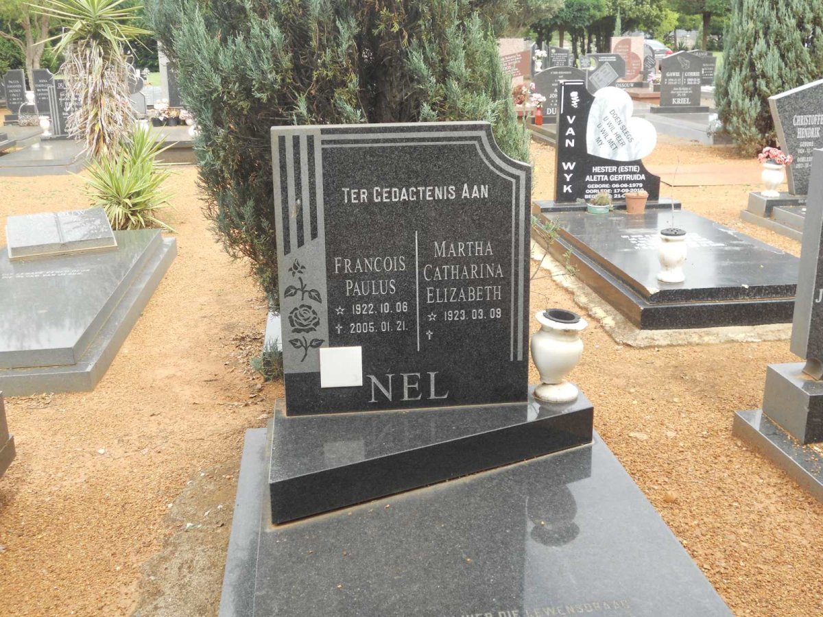NEL Francois Paulus 1922-2005 &amp; Martha Catharina Elizabeth 1923-