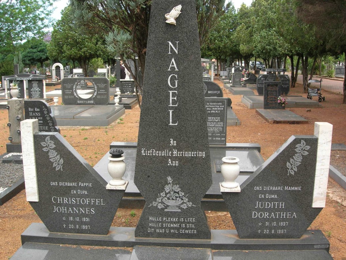 NAGEL Christoffel Johannes 1931-1997 &amp; Judith Dorathea 1937-1997