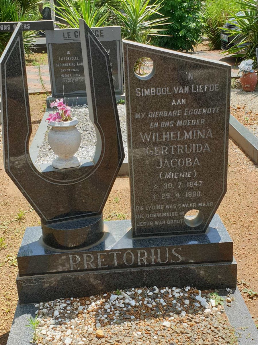 PRETORIUS Wilhelmina Gertruida Jacoba 1947-1990