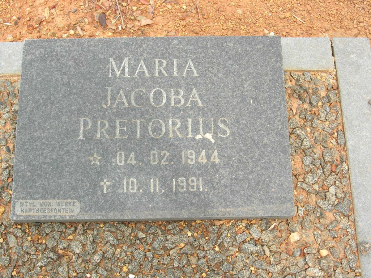 PRETORIUS Maria Jacoba 1944-1991