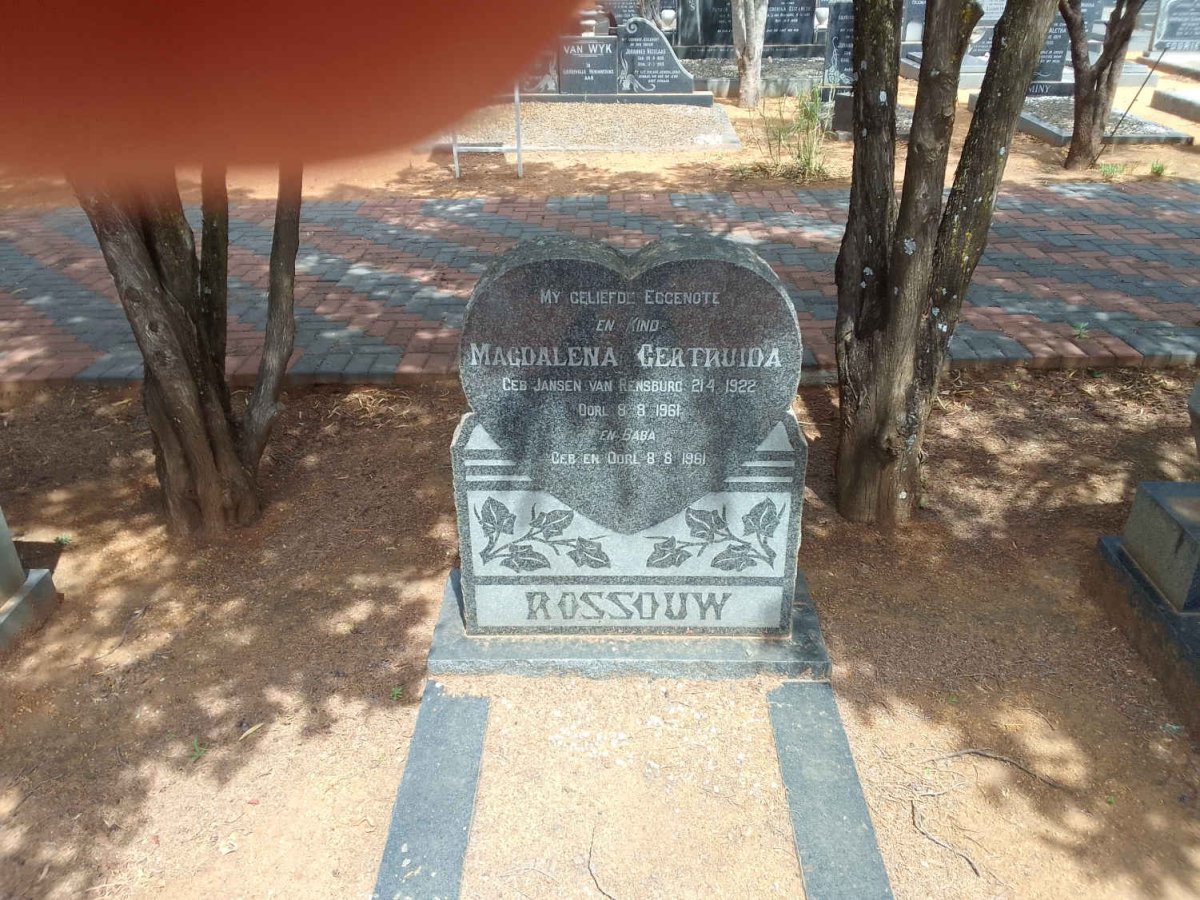 ROSSOUW Magdalena Gertruida nee JANSEN VAN RENSBURG 1922-1961 :: ROSSOUW Baba 1961-1961