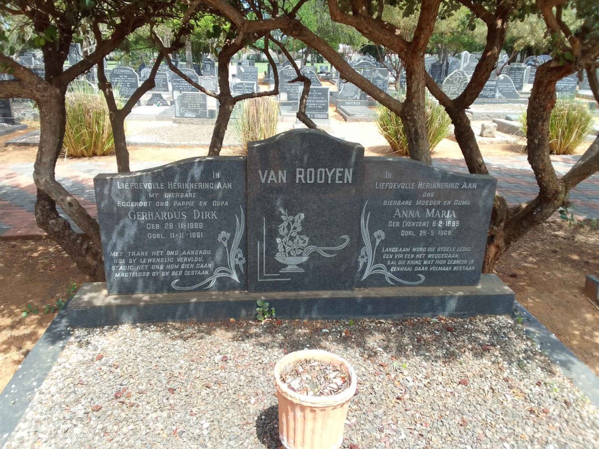 ROOYEN Gerhardus Dirk, van 1888-1961 &amp; Anna Maria VENTER 1895-1968