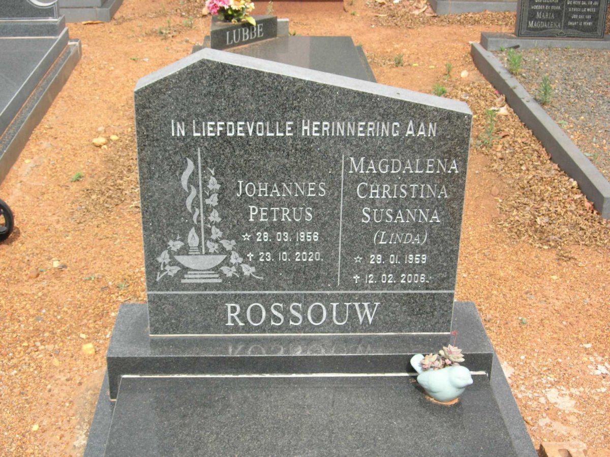 ROSSOUW Johannes Petrus 1956-2020 &amp; Magdalena Christina Susanna 1959-2006