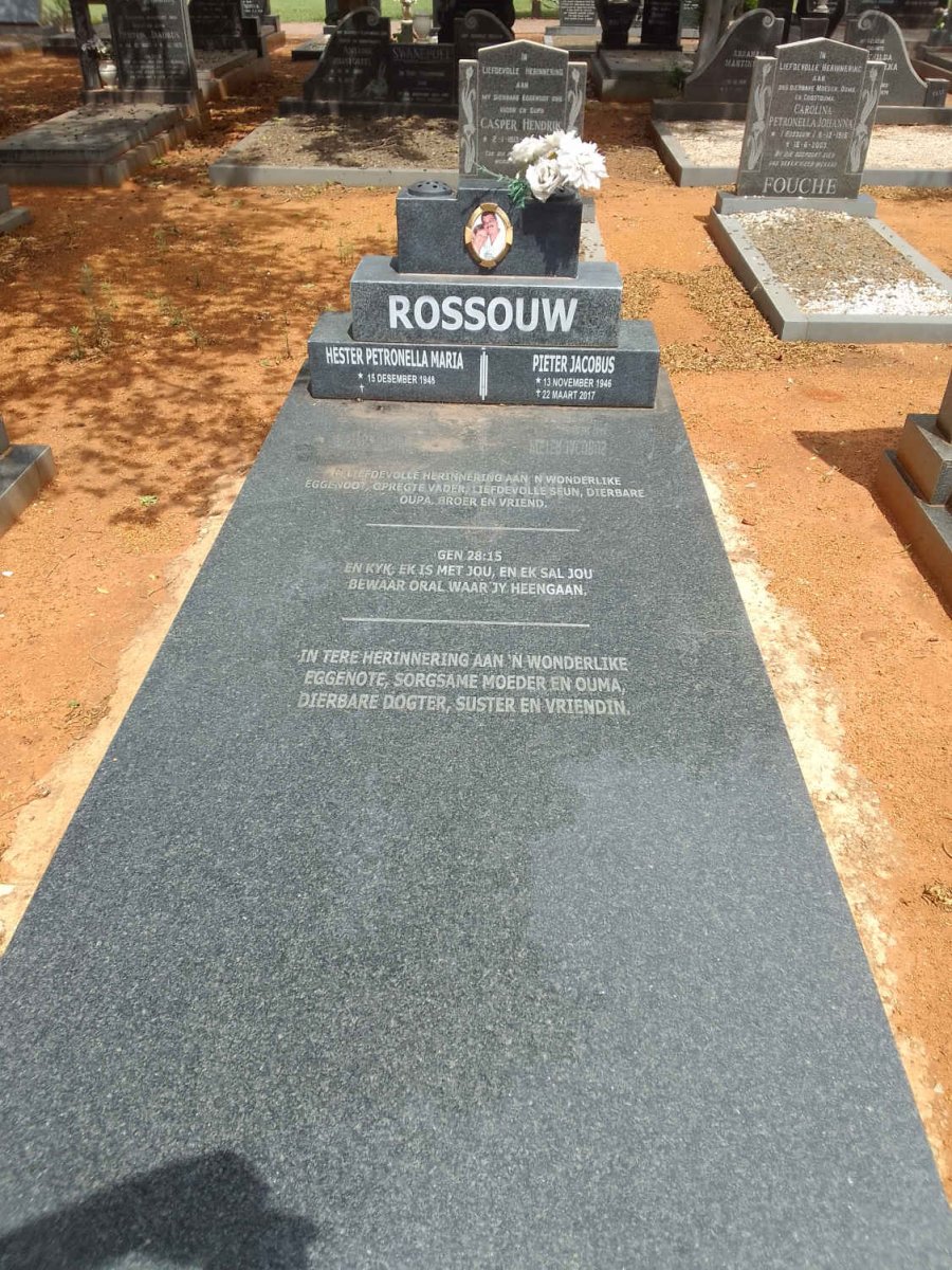 ROSSOUW Pieter Jacobus 1946-2017 &amp; Hester Petronella Maria 1948-