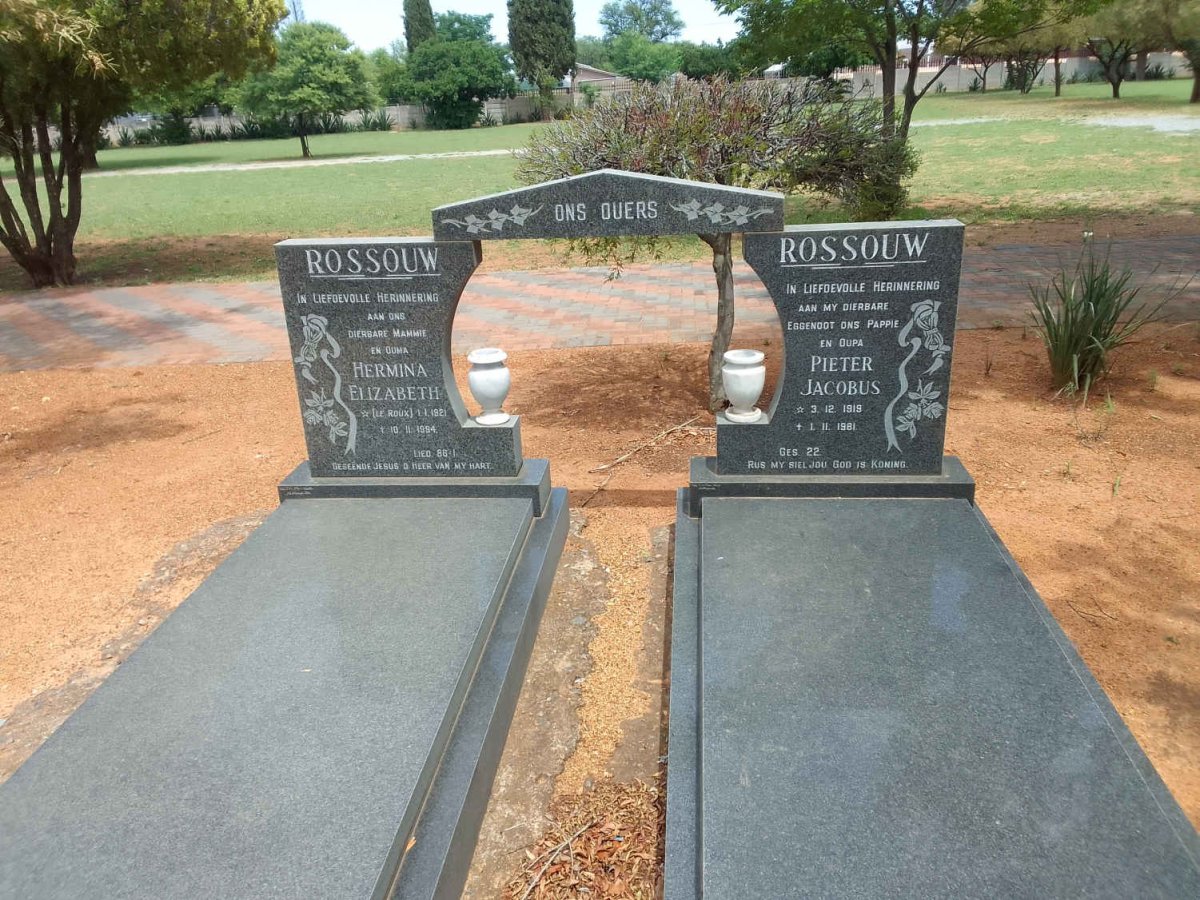ROSSOUW Pieter Jacobus 1919-1981 &amp; Hermina Elizabeth LE ROUX 1921-1994
