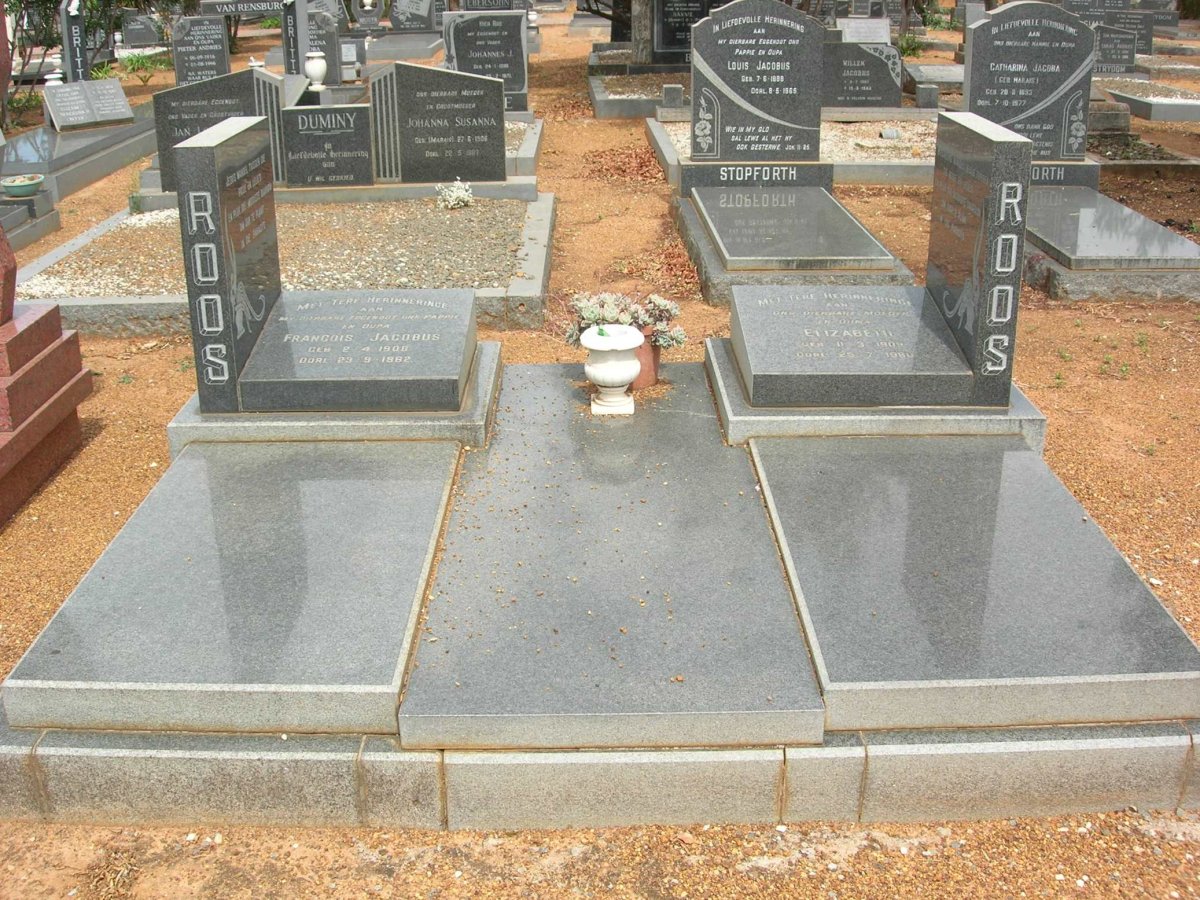 ROOS Francois Jacobus 1908-1962 &amp; Elizabeth 1909-1980