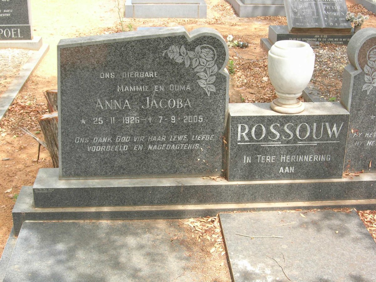 ROSSOUW Pieter Andries 1922-1977 &amp; Anna Jacoba 1926-2005
