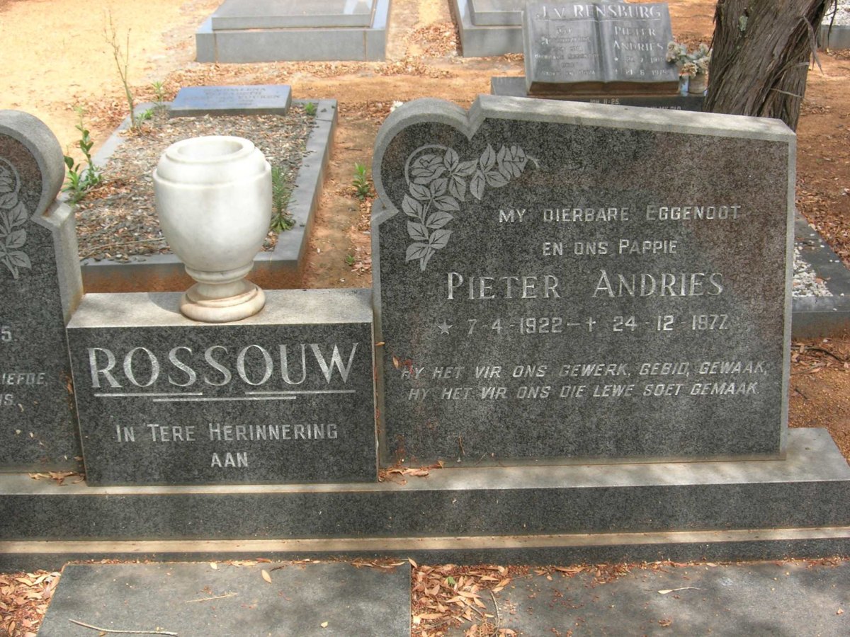 ROSSOUW Pieter Andries 1922-1977 &amp; Anna Jacoba 1926-2005