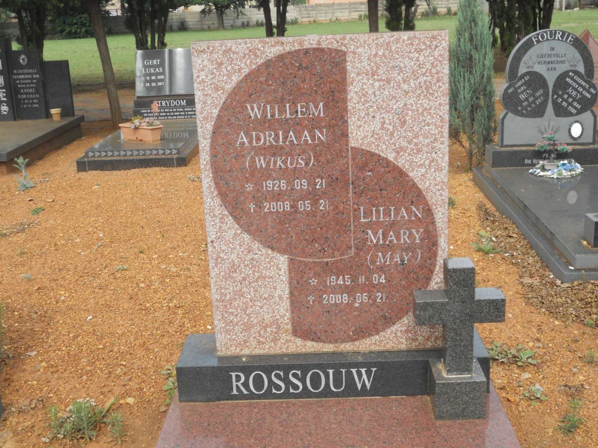 ROSSOUW Willem Adriaan 1926-2008 &amp; Lilian Mary 1945-2008