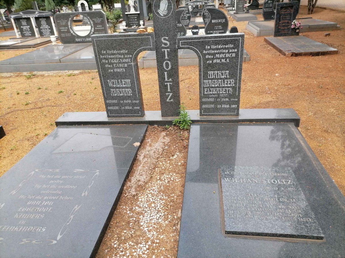 STOLTZ Willem Adriaan 1940-1998 &amp; Maria Magdaleen Elizabeth HENN 1946-2017 :: STOLTZ Wiehan 1983-2005