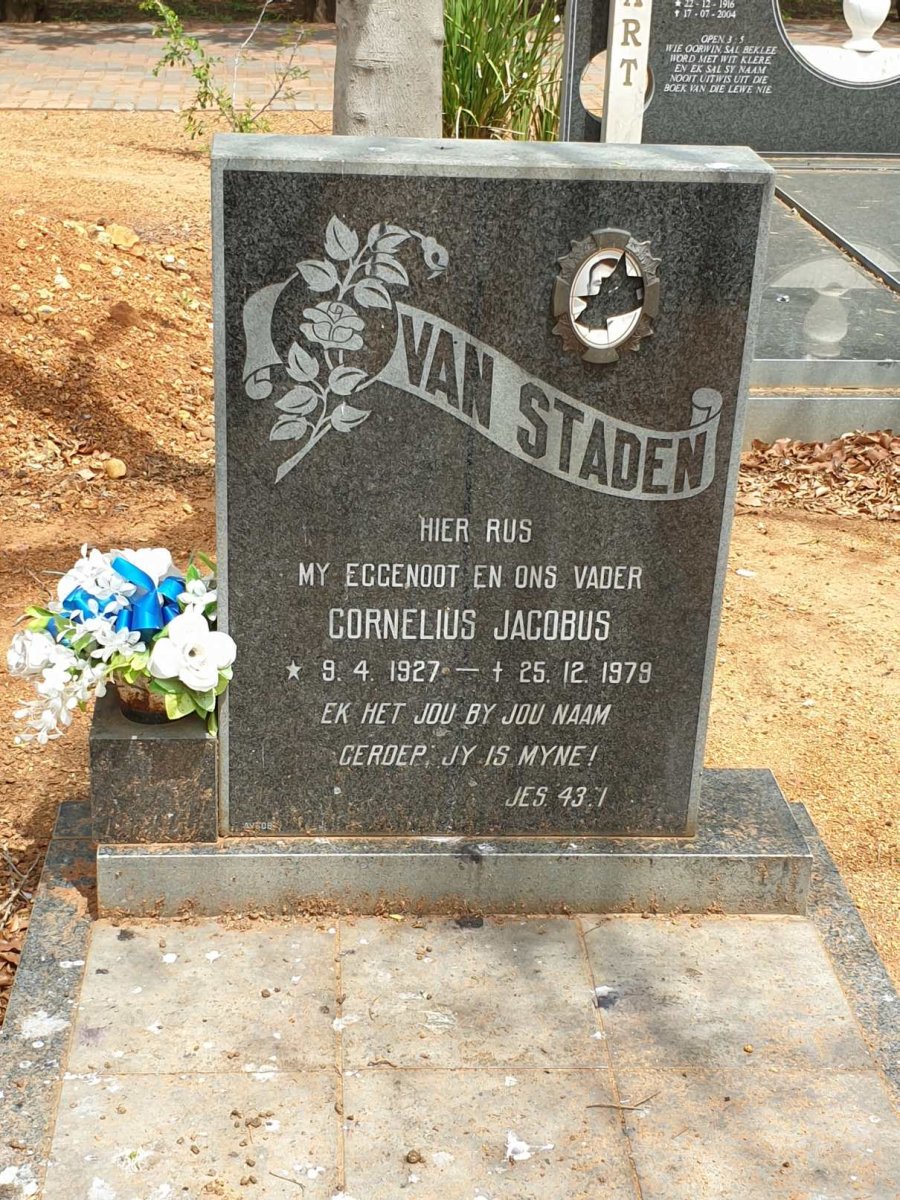 STADEN Cornelius Jacobus, van 1927-1979