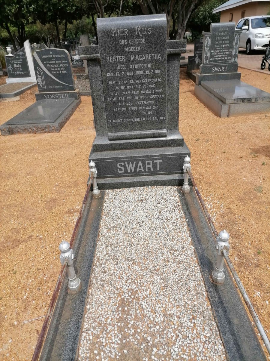 SWART Hester Magaretha nee STOPFORTH 1891-1961