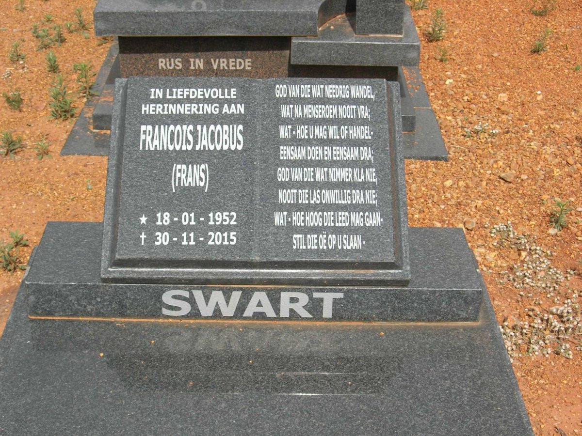 SWART Francois Jacobus 1952-2015