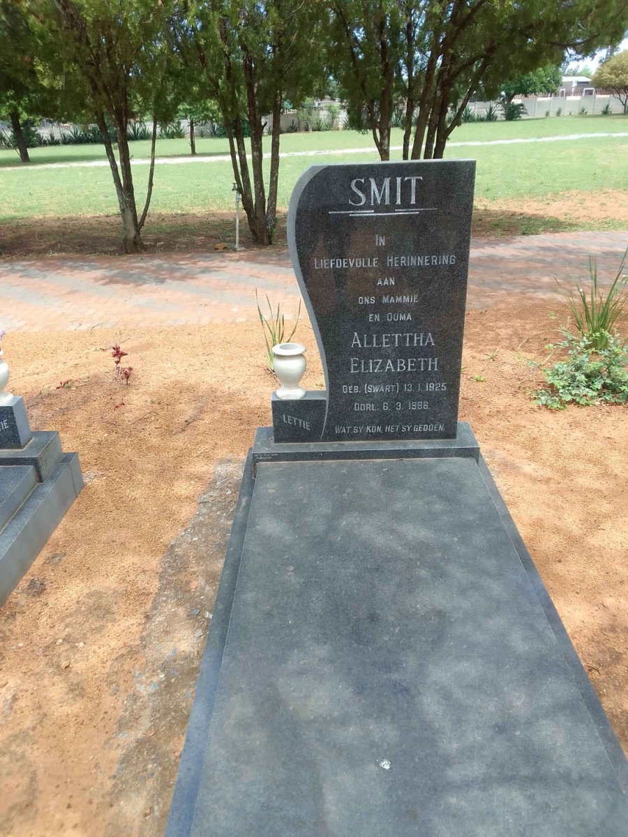 SMIT Allettha Elizabeth nee SWART 1925-1986