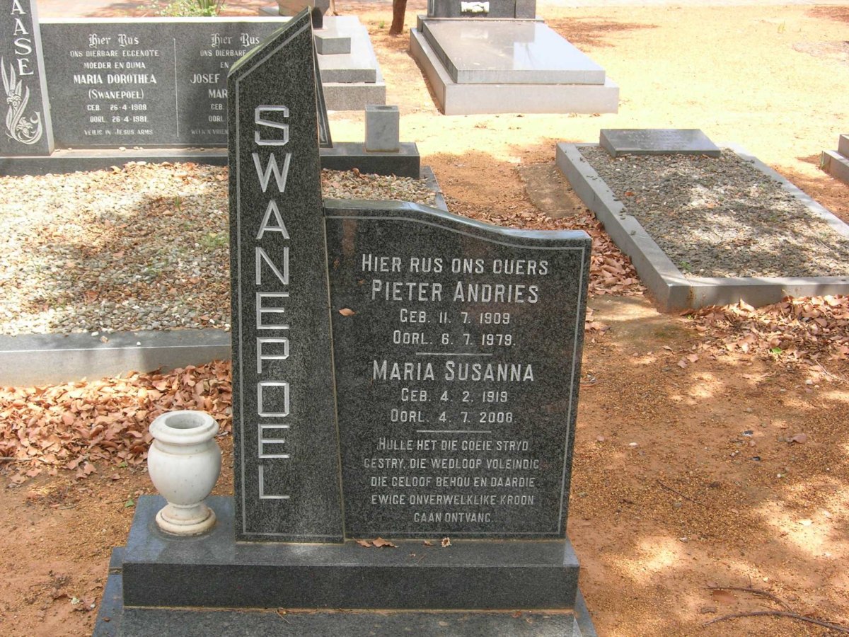 SWANEPOEL Pieter Andries 1909-1979 &amp;  Maria Susanna 1919-2008