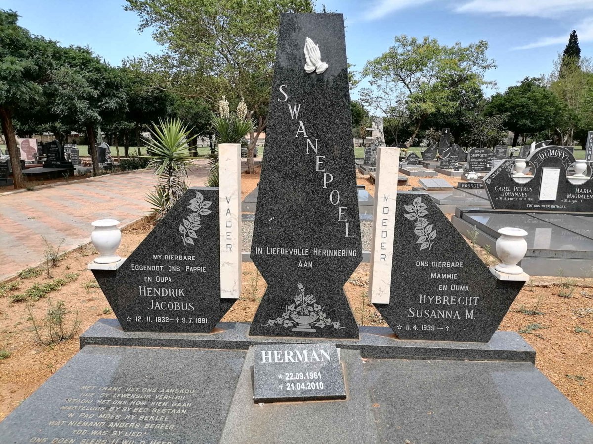 SWANEPOEL Hendrik Jacobus 1932-1991 &amp; Hybrecht Susanna M. 1939- ::  SWANEPOEL Herman 1961-2010