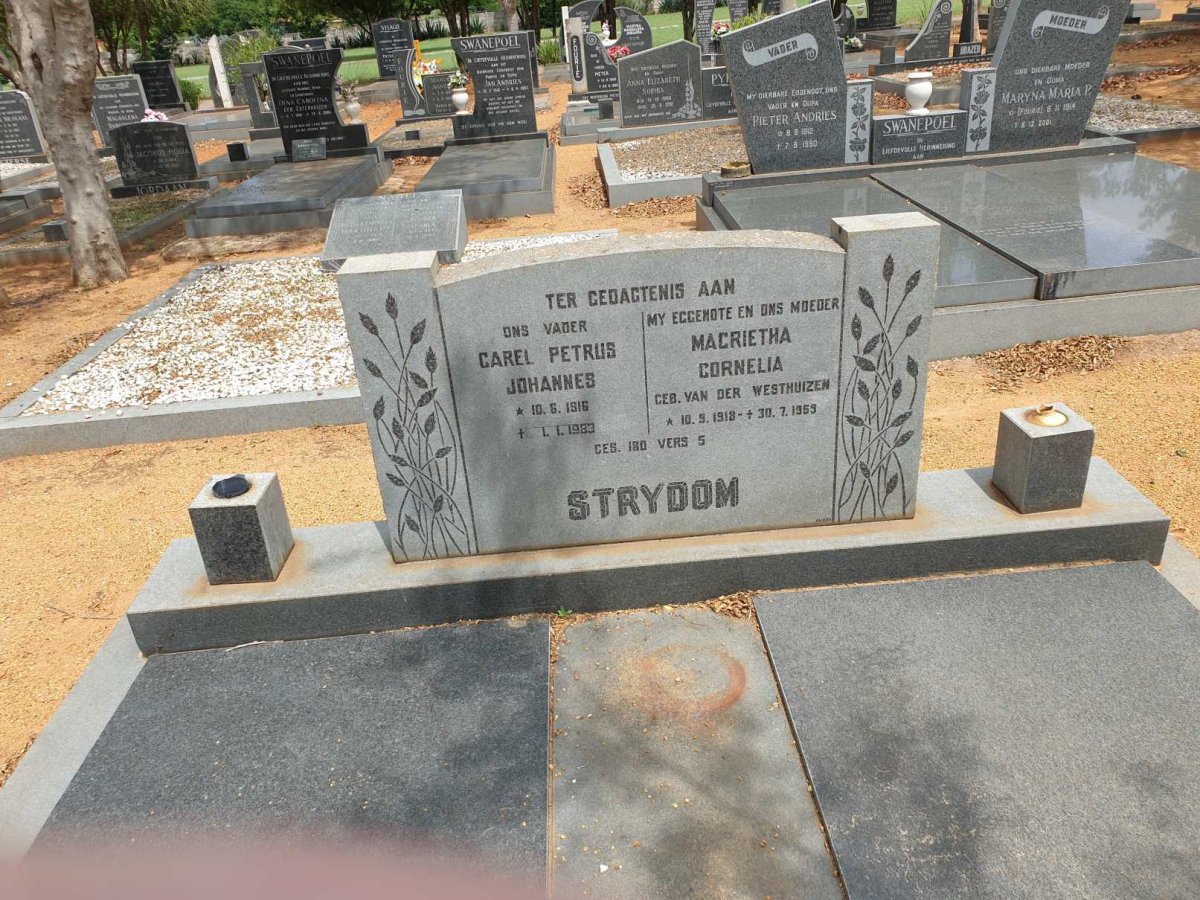 STRYDOM Carel Petrus Johannes 1916-1983 &amp; Magrietha Cornelia VAN DER WESTHUIZEN 1918-1969