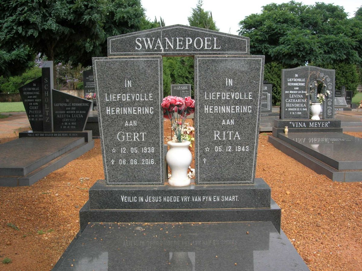 SWANEPOEL G.P. 1938-2016 &amp; Rita 1943-