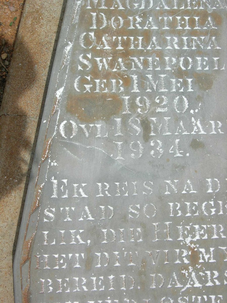 SWANEPOEL Magdalena Dorathia Catharina 1920-1934