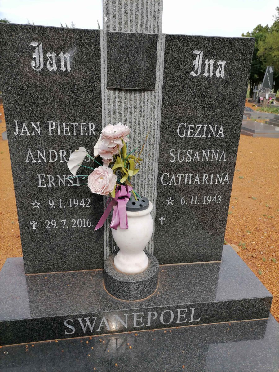 SWANEPOEL Jan Pieter Andries Ernst 1942-2016 &amp; Gezina Susanna Catharina 1943-