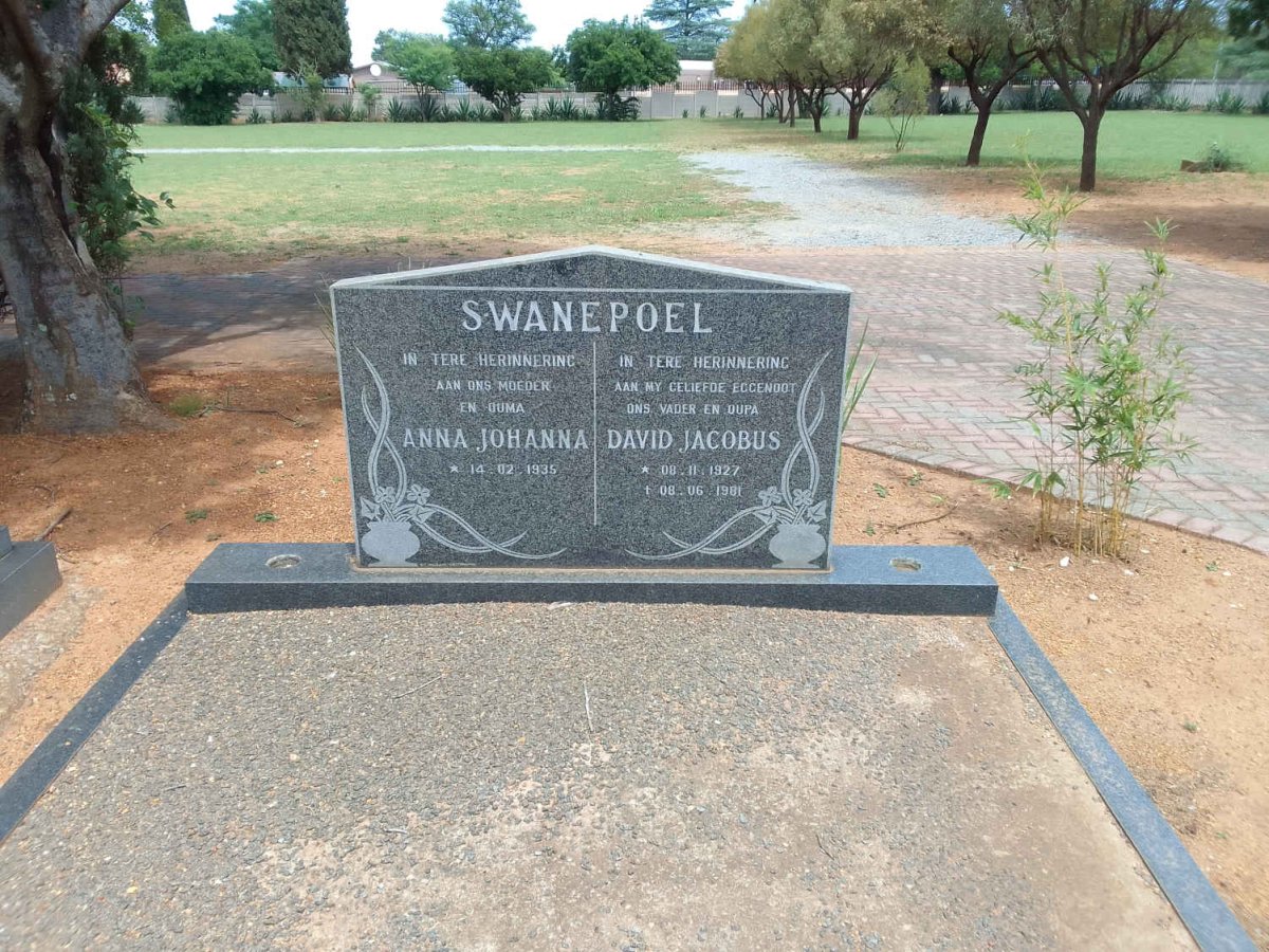 SWANEPOEL David Jacobus 1927-1981 &amp; Anna Johanna 1935-