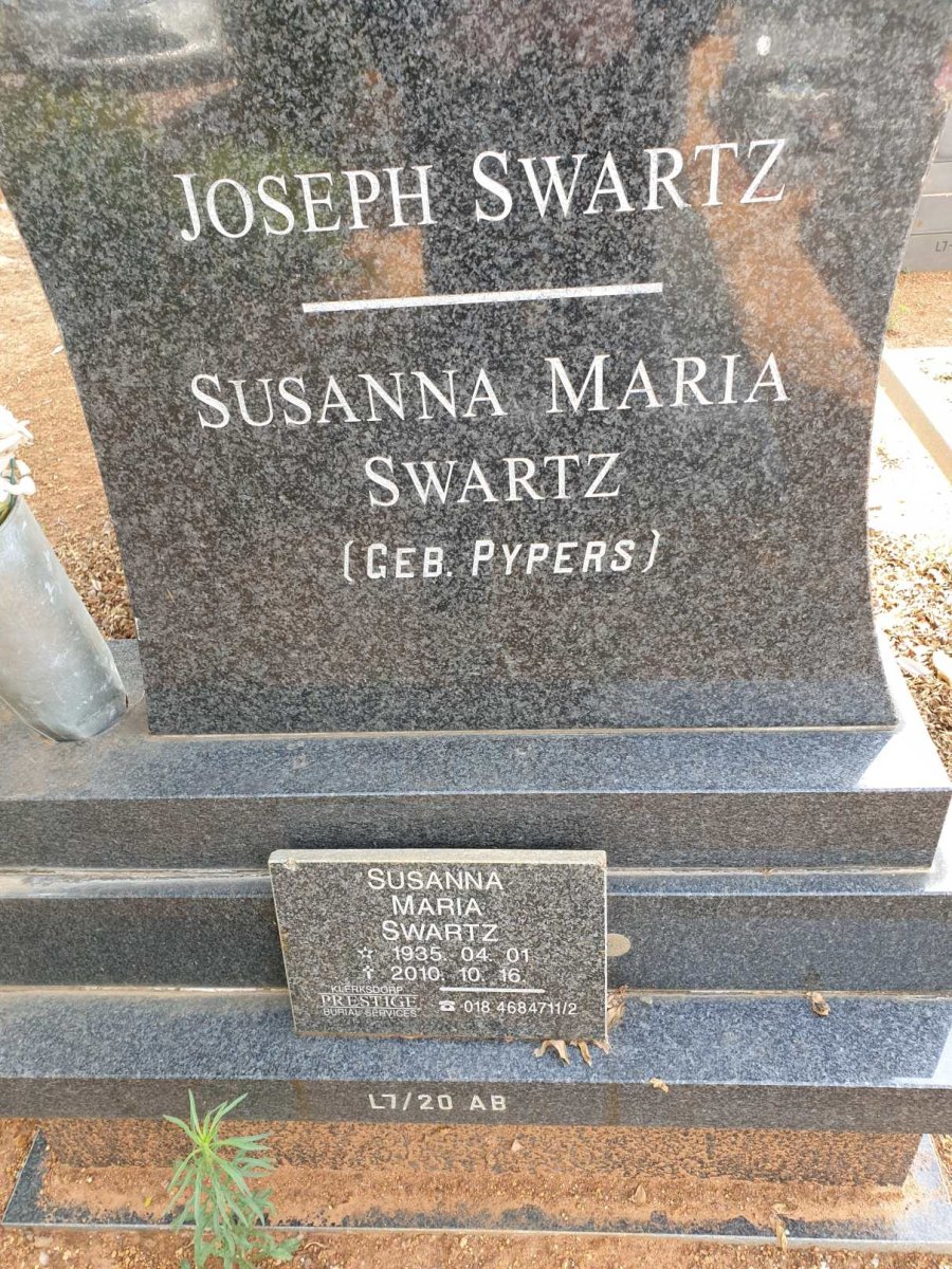 SWARTZ Joseph &amp; Susanna Maria PYPERS 1935-2010