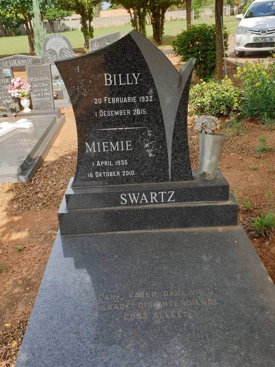 SWARTZ Billy 1932-2015 &amp; Miemie 1935-2010