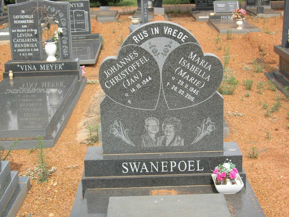 SWANEPOEL Johannes Christoffel 1944- &amp; Maria Isabella 1945-2016