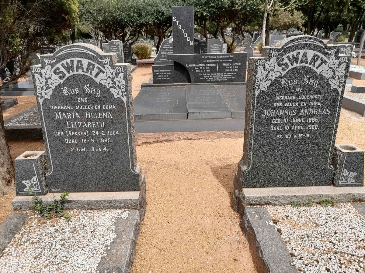 SWART Johannes Andreas 1895-1960 &amp; Maria Helena Elizabeth BEKKER 1904-1965