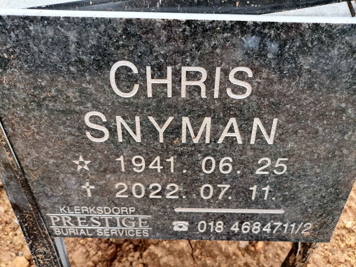 SNYMAN Chris 1941-2022