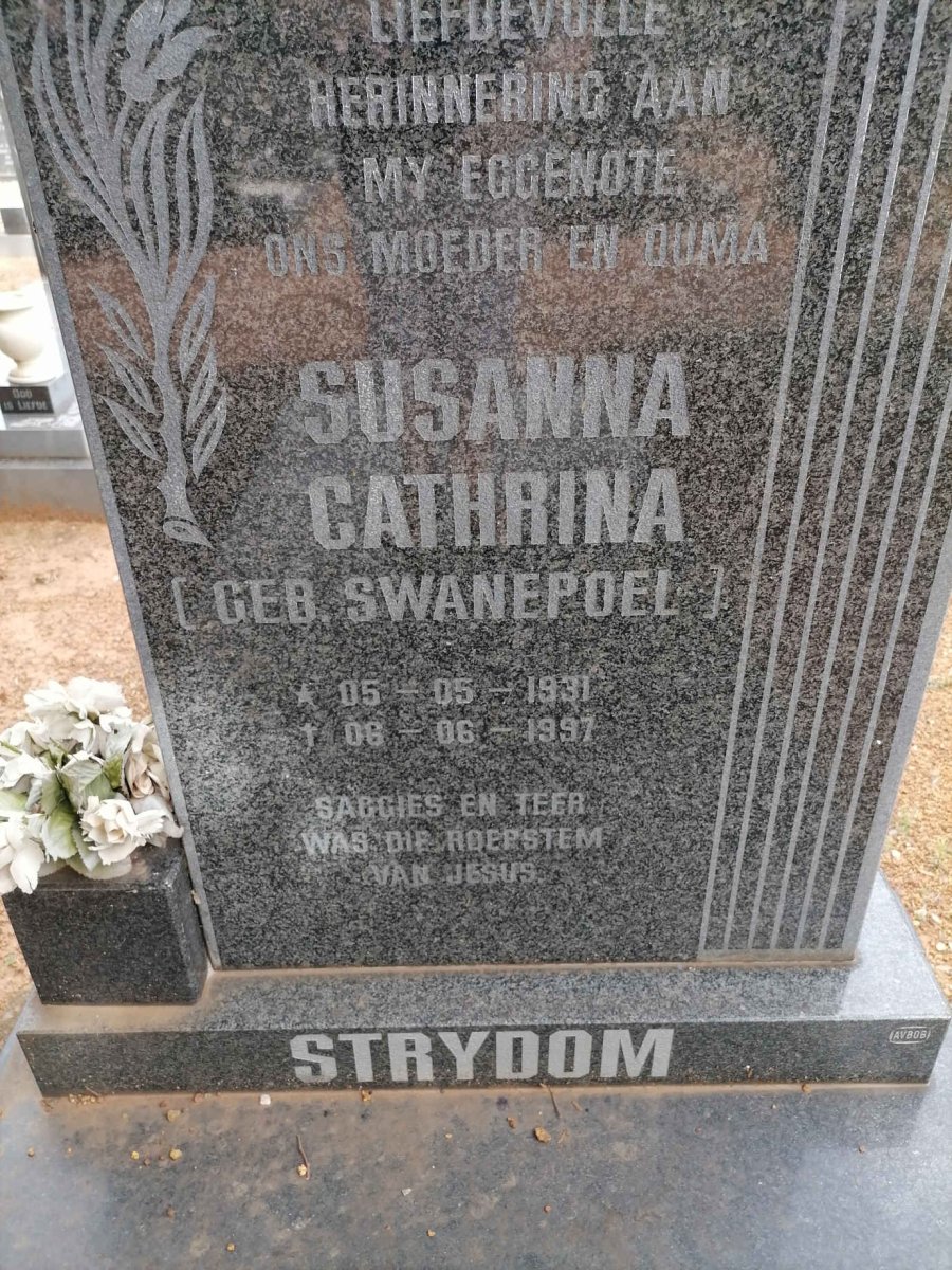 STRYDOM Susanna Cathrina nee SWANEPOEL 1931-1997