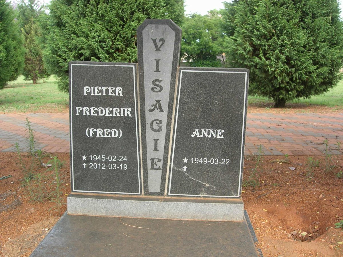 VISAGIE Pieter Frederik 1945-2012 &amp; Anne 1949-