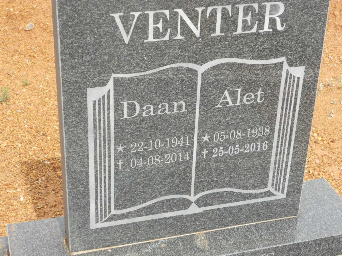 VENTER Daan 1941-2014 &amp; Alet 1938-2016